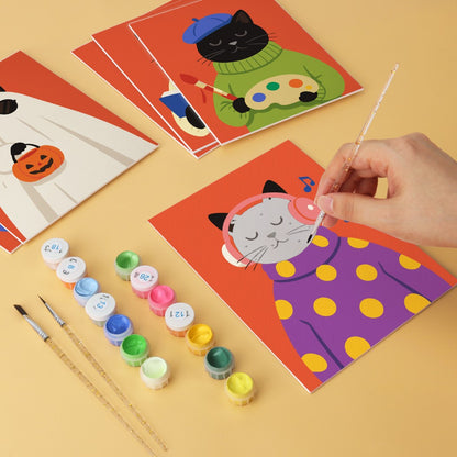 6 Wooden Board Mini Paintings – Cozy Cat Sason