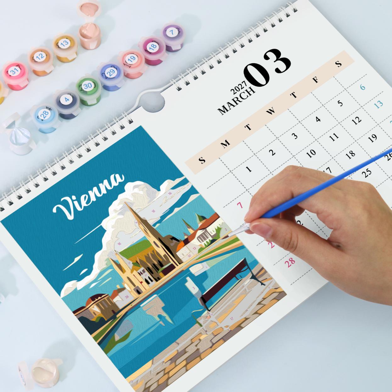 Paint by Numbers Calendar 2027 | Famous Landmarks Edition