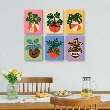 6 Mini Paintings - Blooming Basketball Set