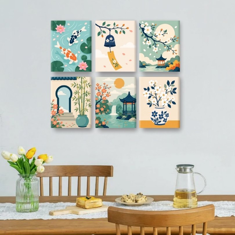 6 Mini Paintings - Zen Garden Set