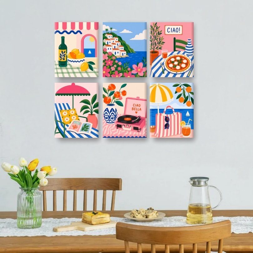 6 Mini Paintings - Beach Day Set