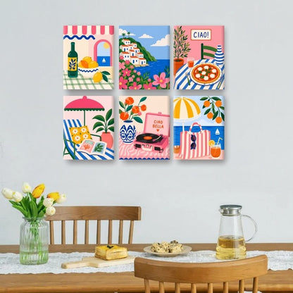 6 Mini Paintings - Beach Day Set