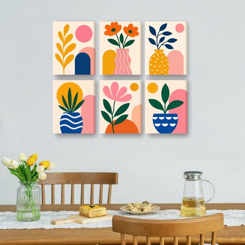 6 Minitavlor - Abstrakt blomning-paket