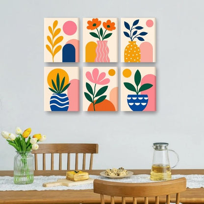 6 Minitavlor - Abstrakt blomning-paket