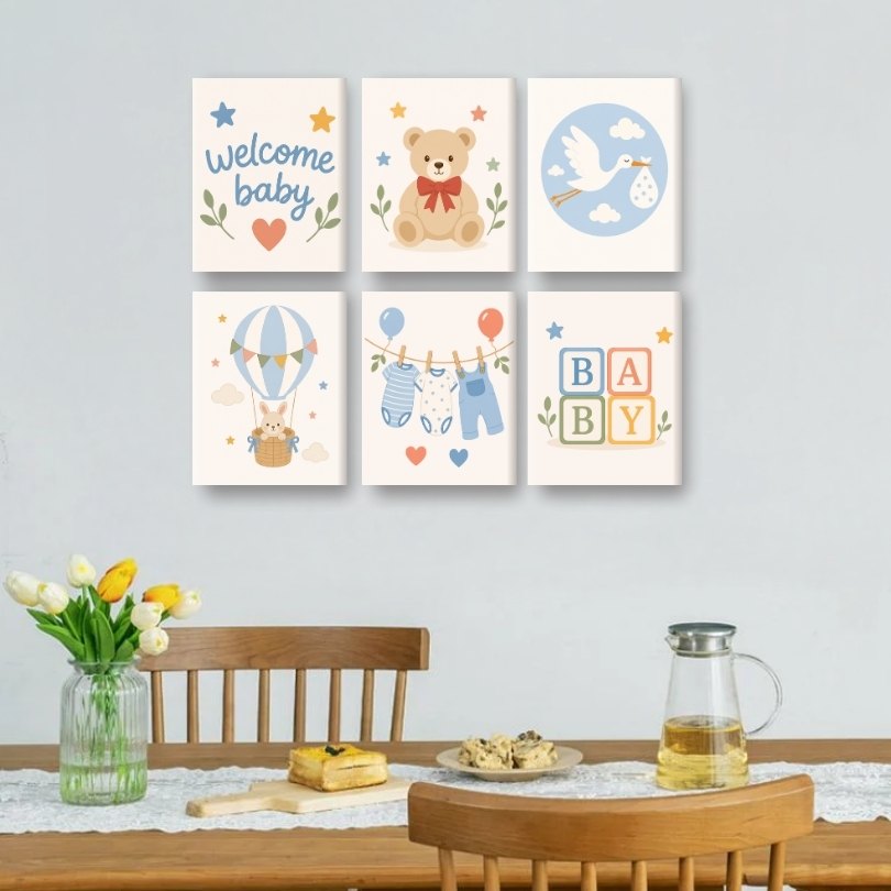 6 Mini Paintings - Welcome Baby Set