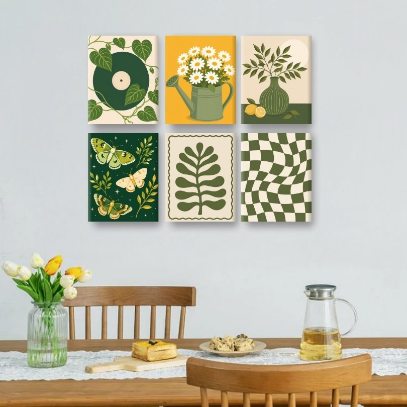 6 Mini Paintings - Moonlit Garden Set