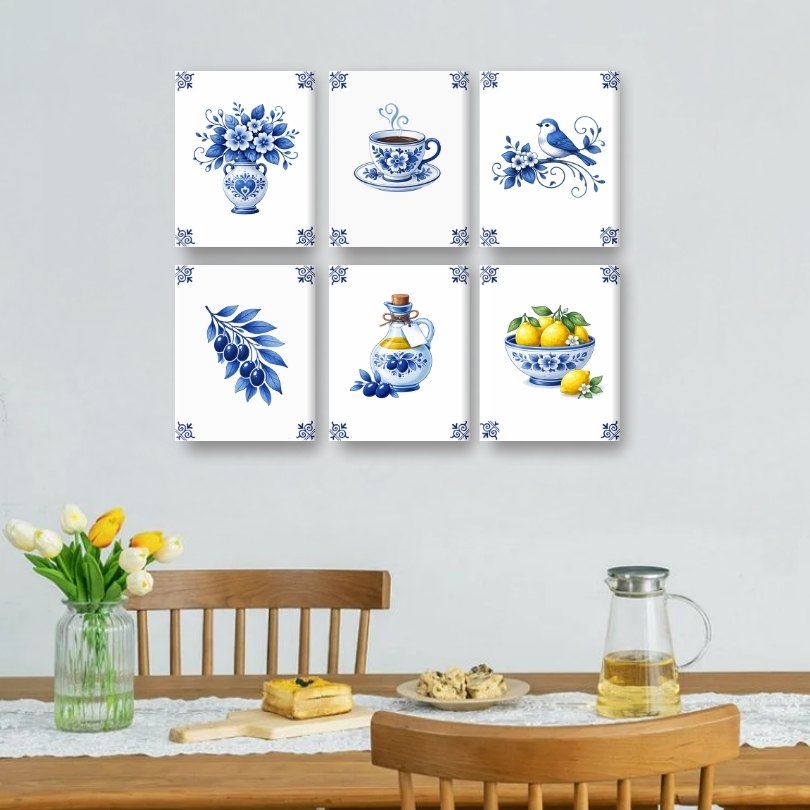 6 Mini Paintings - Delft Blue Set
