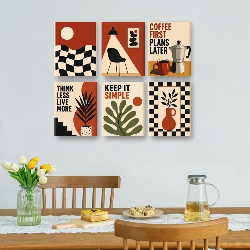 Ensemble de 6 mini-tableaux - Rétro moderne