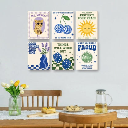 6 Mini Paintings -  Disco Affirmations Set