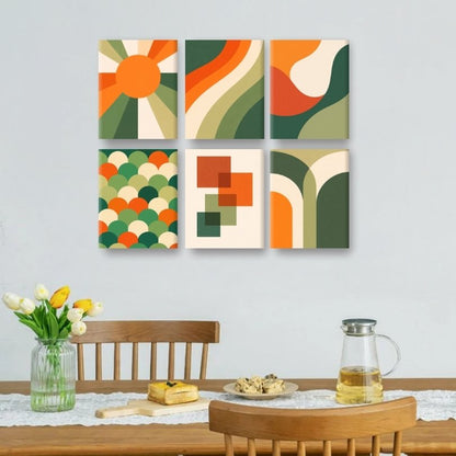 6 Mini Paintings - Retro Shapes Set