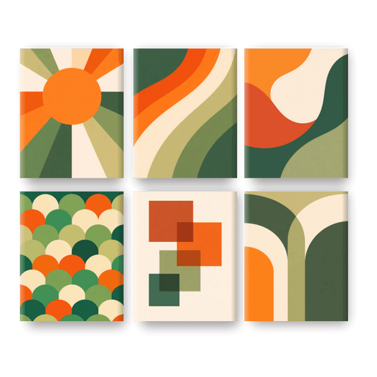 6 Mini Paintings - Retro Shapes Set- Paint by Numbers