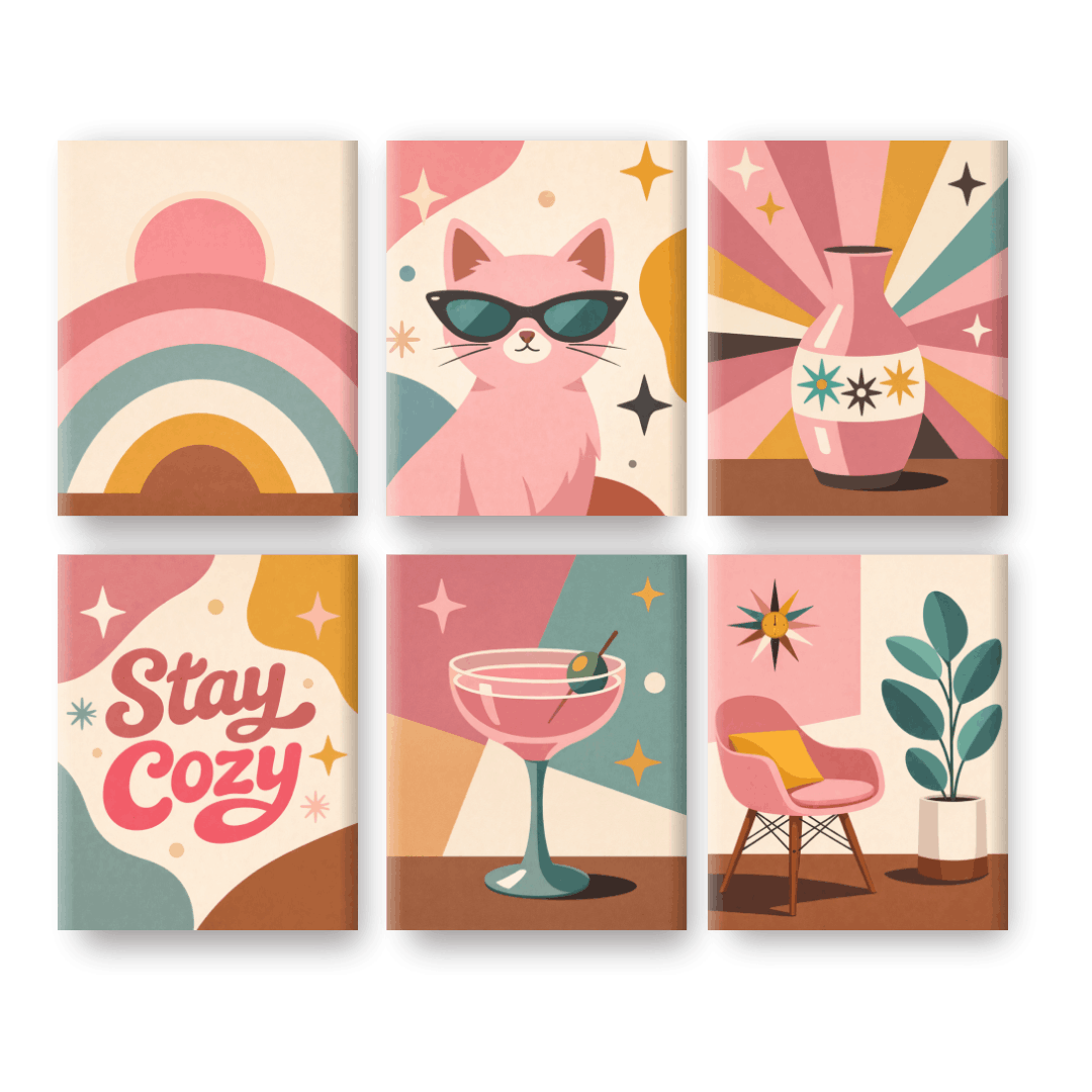 6 Mini Paintings - Stay Cozy Set- Paint by Numbers