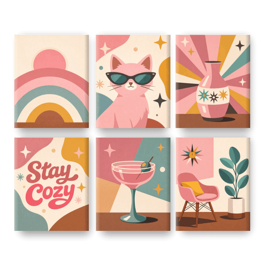 6 Mini Paintings - Stay Cozy Set- Paint by Numbers