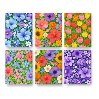 6 Mini Paintings - Beautiful Flowers Set- Paint by Numbers