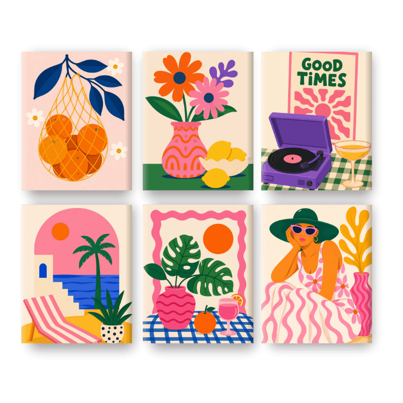 6 Mini Paintings - Good Times Set- Paint by Numbers