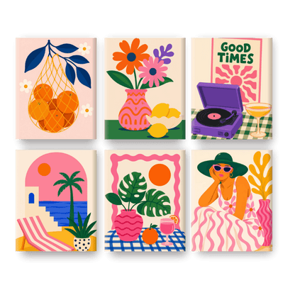 6 Mini Paintings - Good Times Set- Paint by Numbers