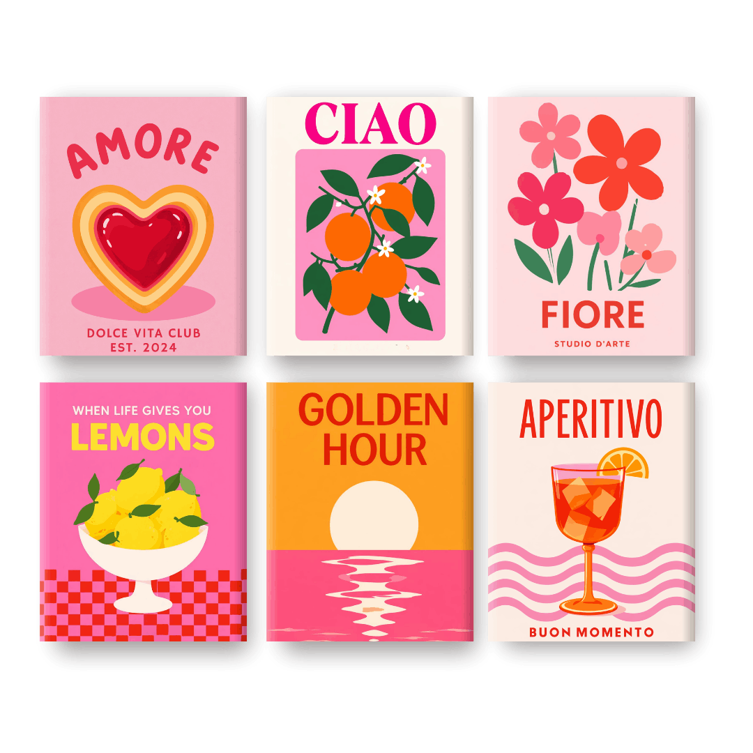 6 Mini Paintings - Amore & Aperitivo Set- Paint by Numbers