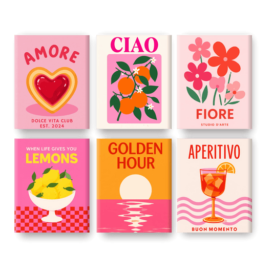 6 Mini Paintings - Amore & Aperitivo Set- Paint by Numbers