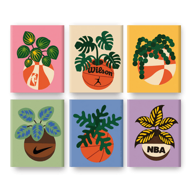 Ensemble de 6 mini tableaux - Basket fleuri