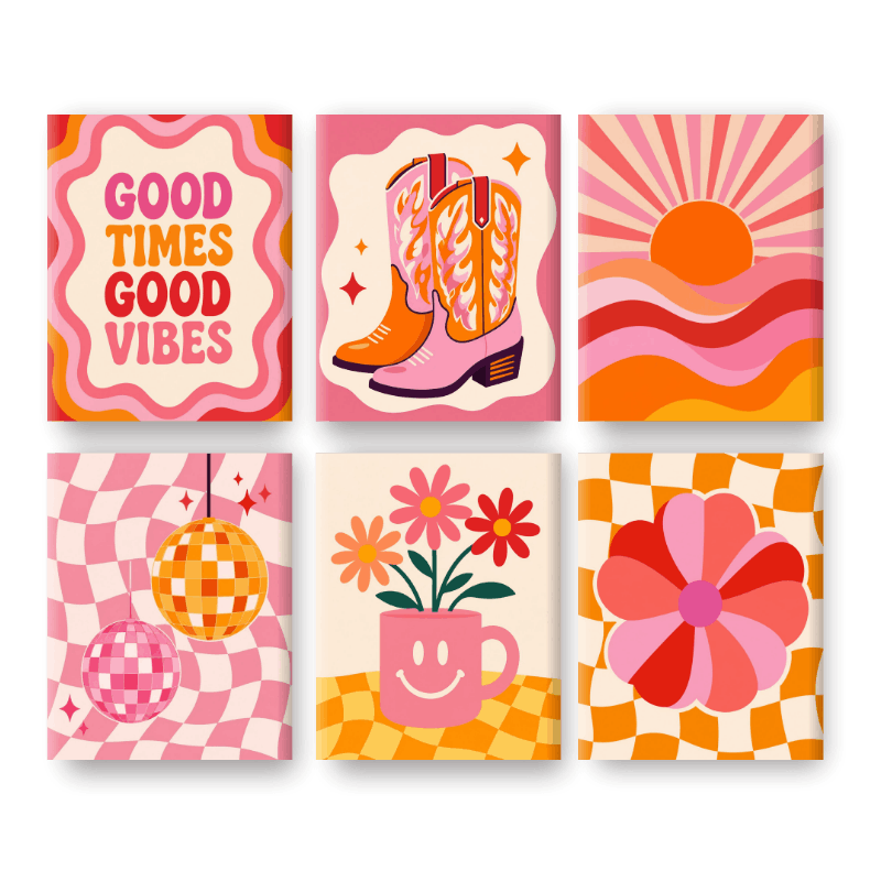 6 Mini Paintings - Disco Nights Set- Paint by Numbers