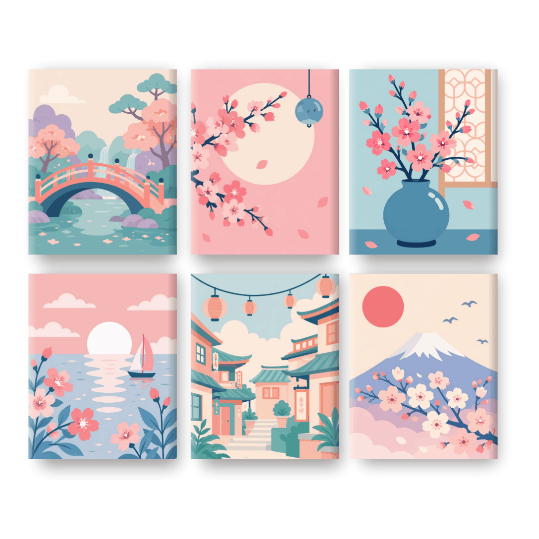 6 Mini Paintings - Mount Fuji Set- Paint by Numbers