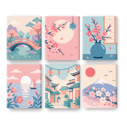 6 Mini Paintings - Mount Fuji Set- Paint by Numbers