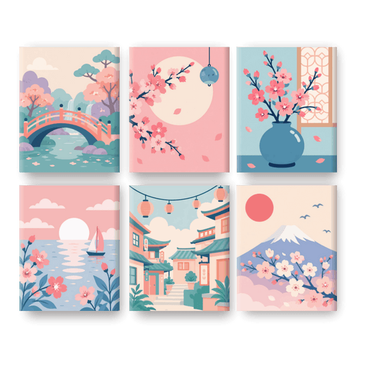 6 Mini Paintings - Mount Fuji Set- Paint by Numbers