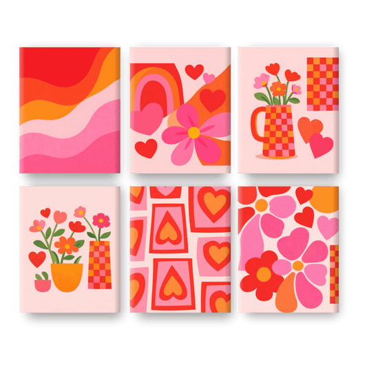 6 Mini Paintings - Love & Flowers Set- Paint by Numbers
