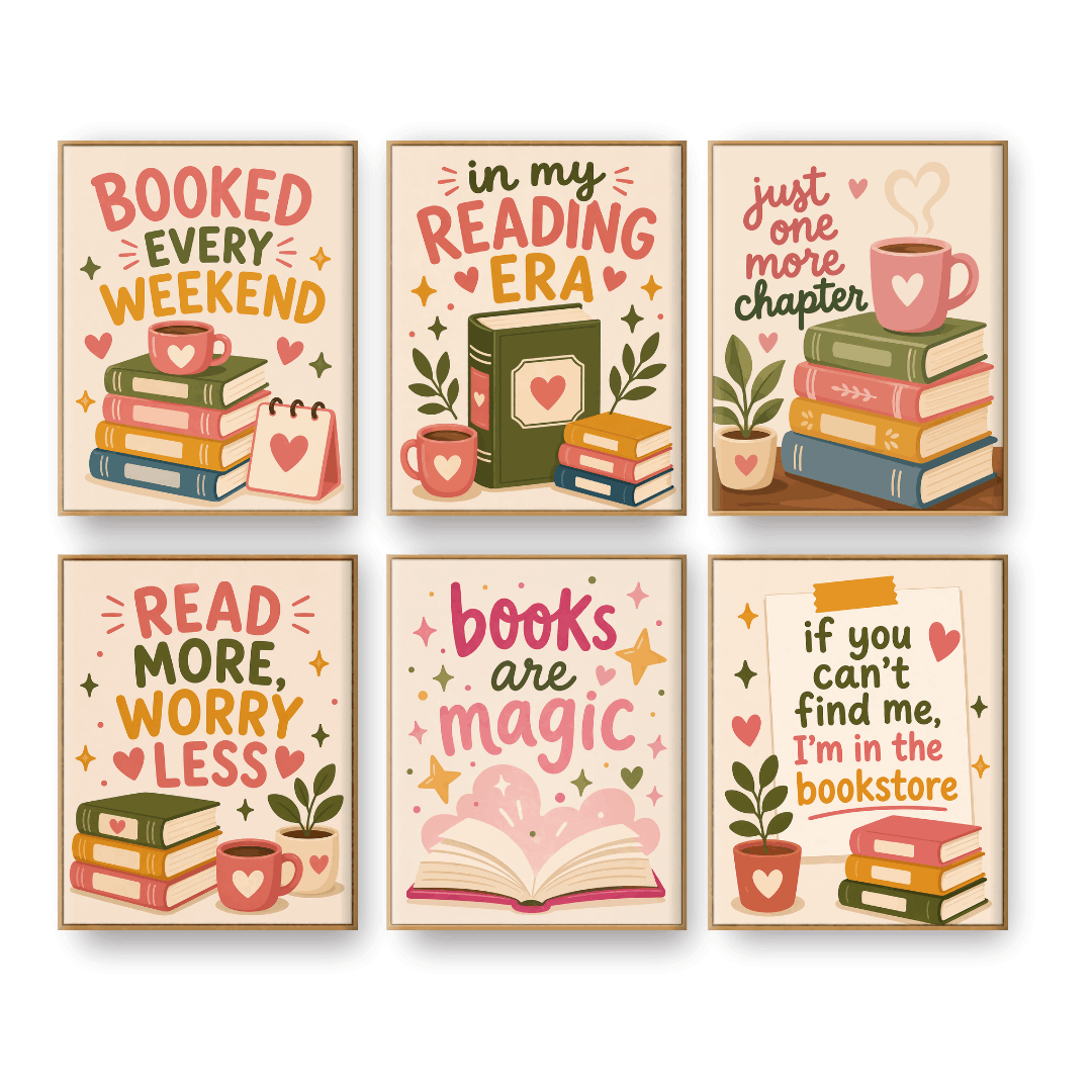 6 Mini Paintings - Books & Quotes Set- Paint by Numbers