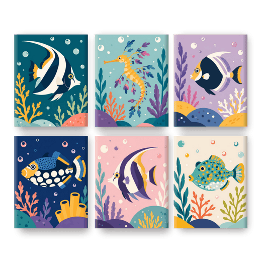 6 Mini Paintings - Ocean Wonders Set- Paint by Numbers