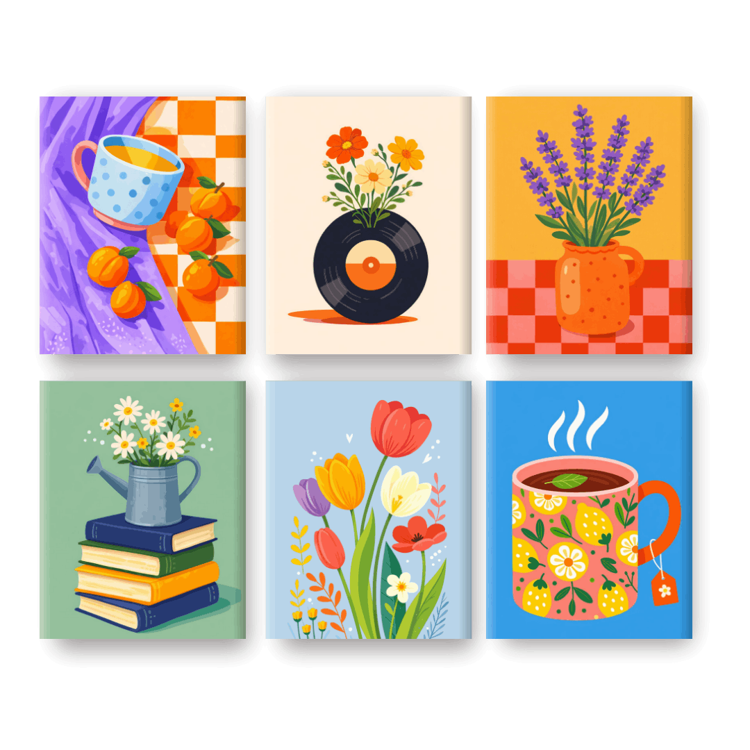 6 Mini Paintings - Floral Moments Set- Paint by Numbers
