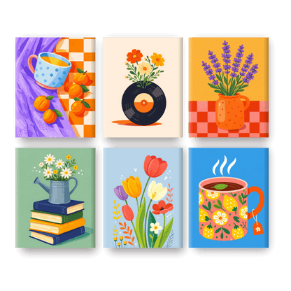 6 Mini Paintings - Floral Moments Set- Paint by Numbers