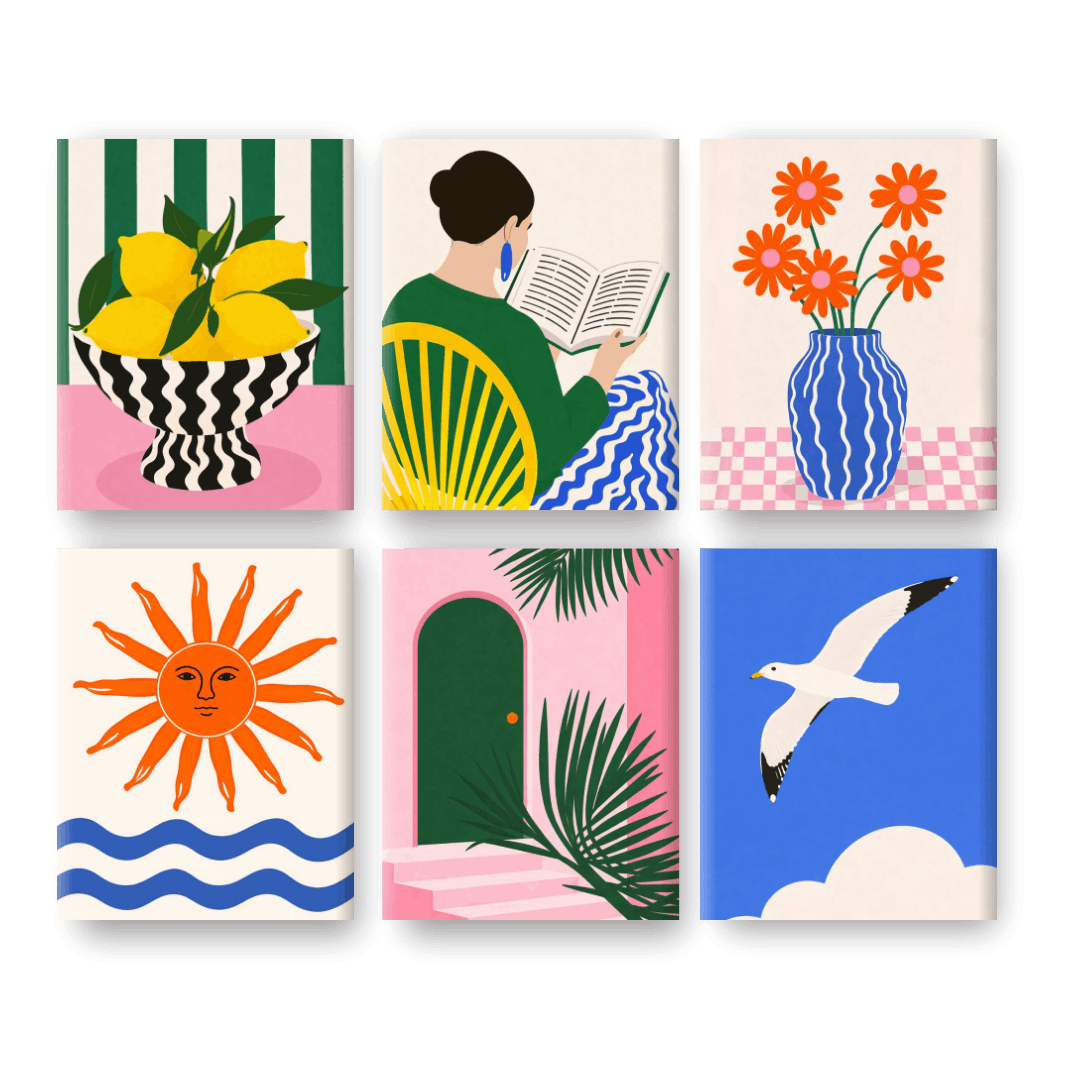 6 Mini Paintings - Sunny Mediterranean Set- Paint by Numbers