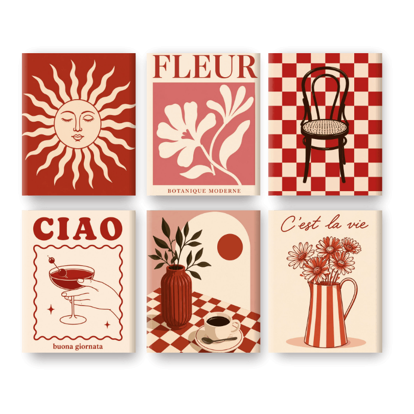 6 Mini-tableaux - Ensemble Bella Flora - Peinture par numéros