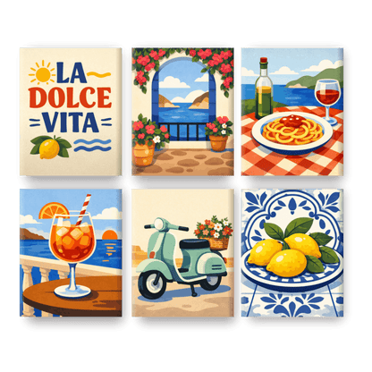 6 Mini Paintings - Dolce Vita Moments Set- Paint by Numbers