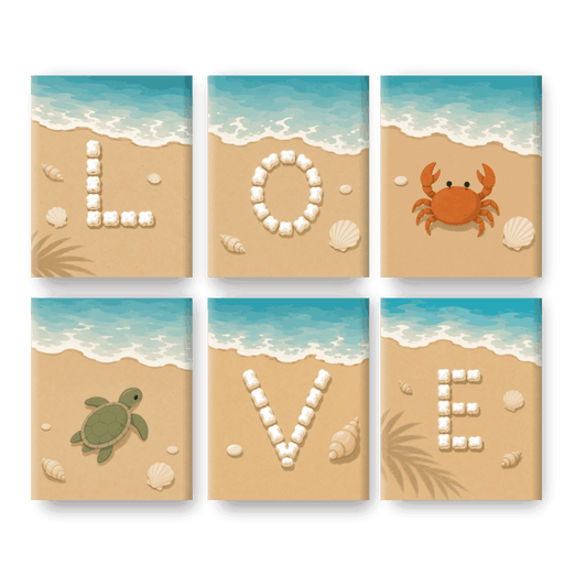 6 Mini Paintings - Beach Love Set- Paint by Numbers