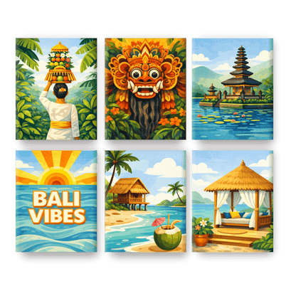 6 Mini Paintings - Bali Vibes Set- Paint by Numbers