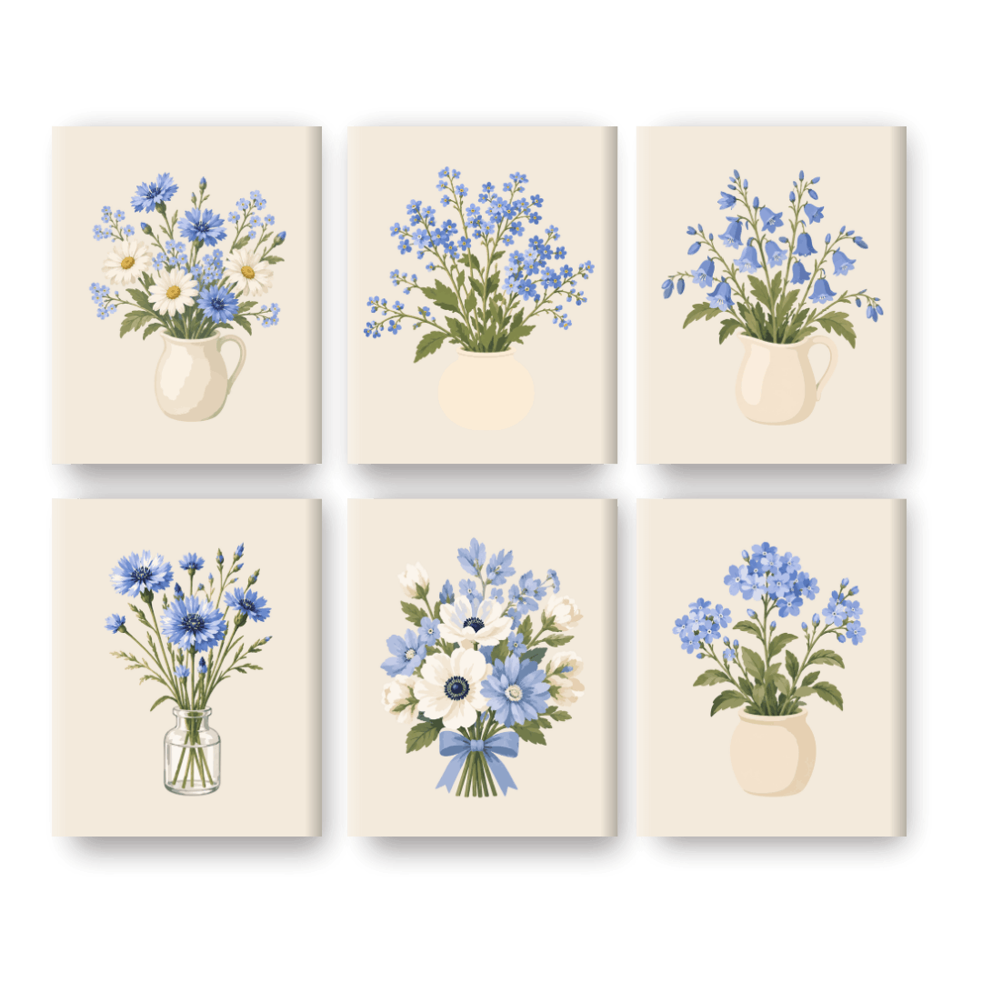 6 Mini-tableaux - Ensemble Ne m'Oublie Pas- Peinture par numéros