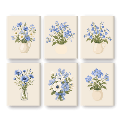6 Mini-tableaux - Ensemble Ne m'Oublie Pas- Peinture par numéros