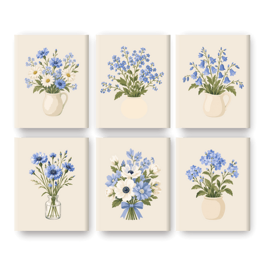 6 Mini Paintings - Forget Me Not Set- Paint by Numbers