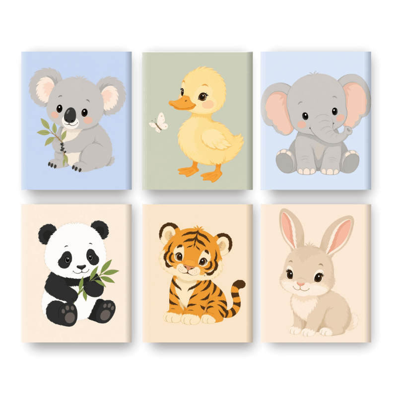6 Mini Paintings - Little Cuties Set- Paint by Numbers