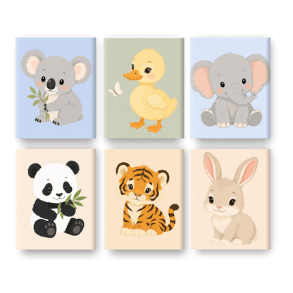 6 Mini Paintings - Little Cuties Set- Paint by Numbers