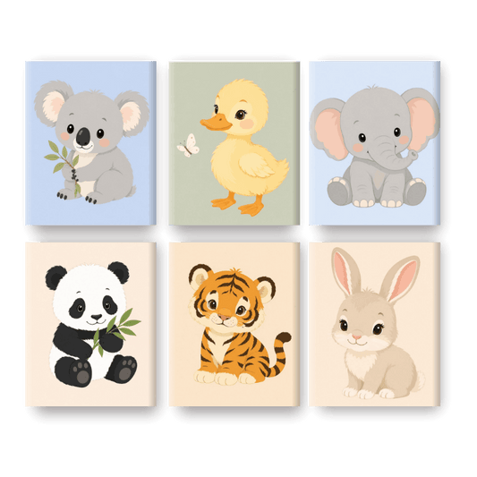 6 Mini Paintings - Little Cuties Set- Paint by Numbers