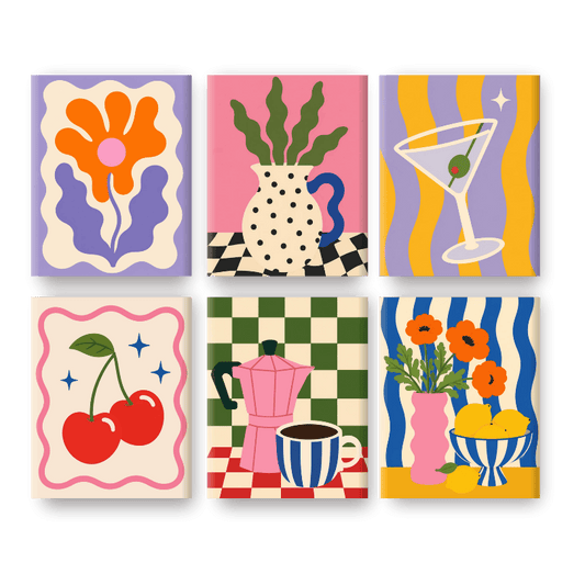 6 Mini Paintings - Bright Blooms Set- Paint by Numbers