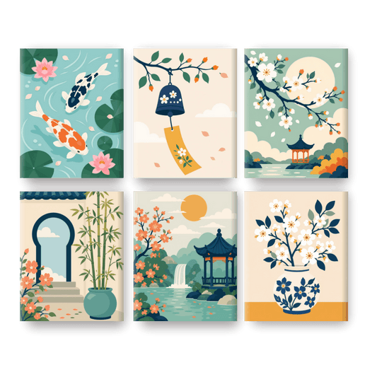 6 Mini Paintings - Zen Garden Set- Paint by Numbers