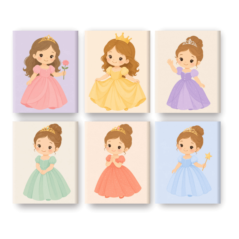 6 Mini Paintings - Little Princess Set- Paint by Numbers