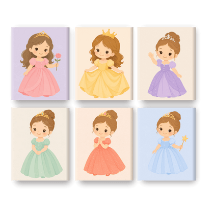 6 Mini Paintings - Little Princess Set- Paint by Numbers