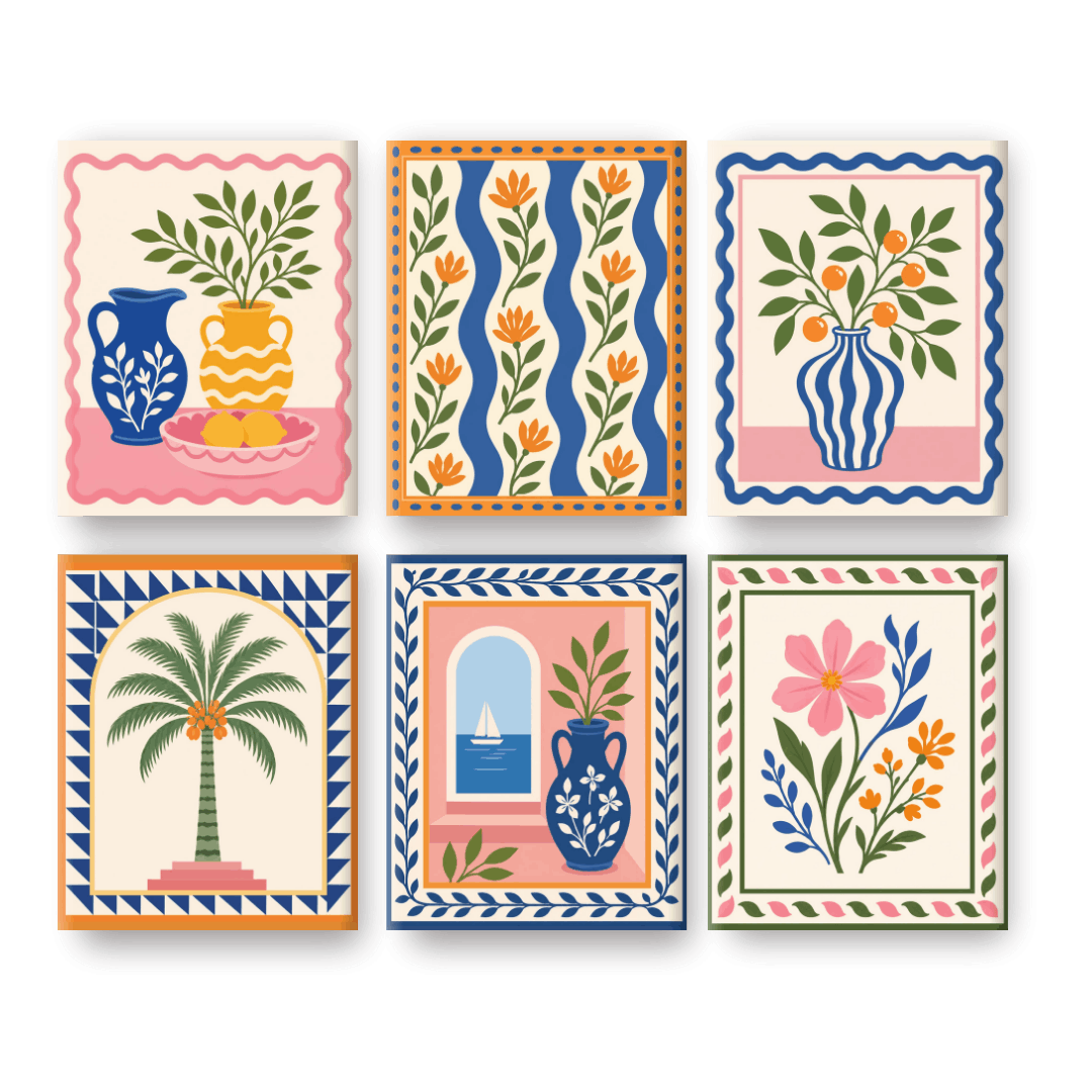 6 Mini Paintings - Sunny Still Life Set- Paint by Numbers