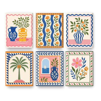 6 Mini Paintings - Sunny Still Life Set- Paint by Numbers