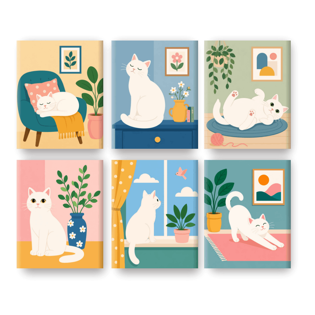6 Mini Paintings - Dreamy Cats Set - Paint by numbers